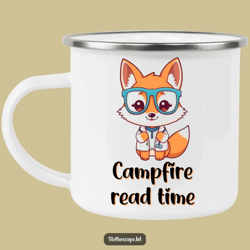 Funny Fox Doctor Glasses Camping Mug - Outdoorsy Whimsical Gift