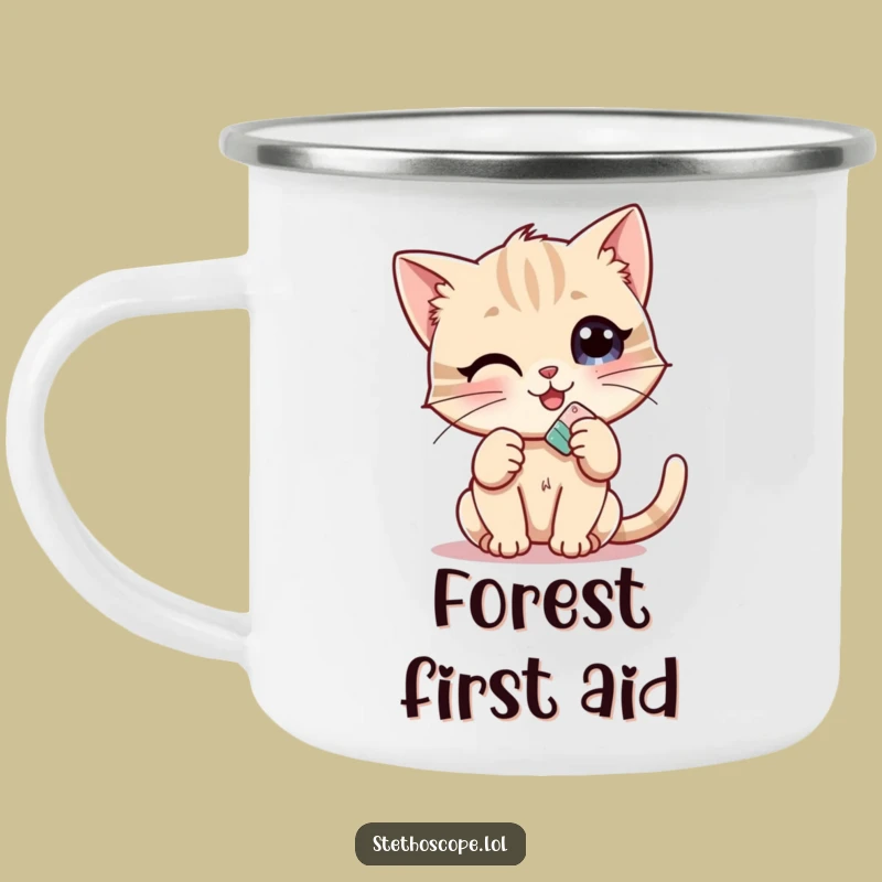Funny Kitten Doctor Camping Mug: Adventure Companion with a Bandage
