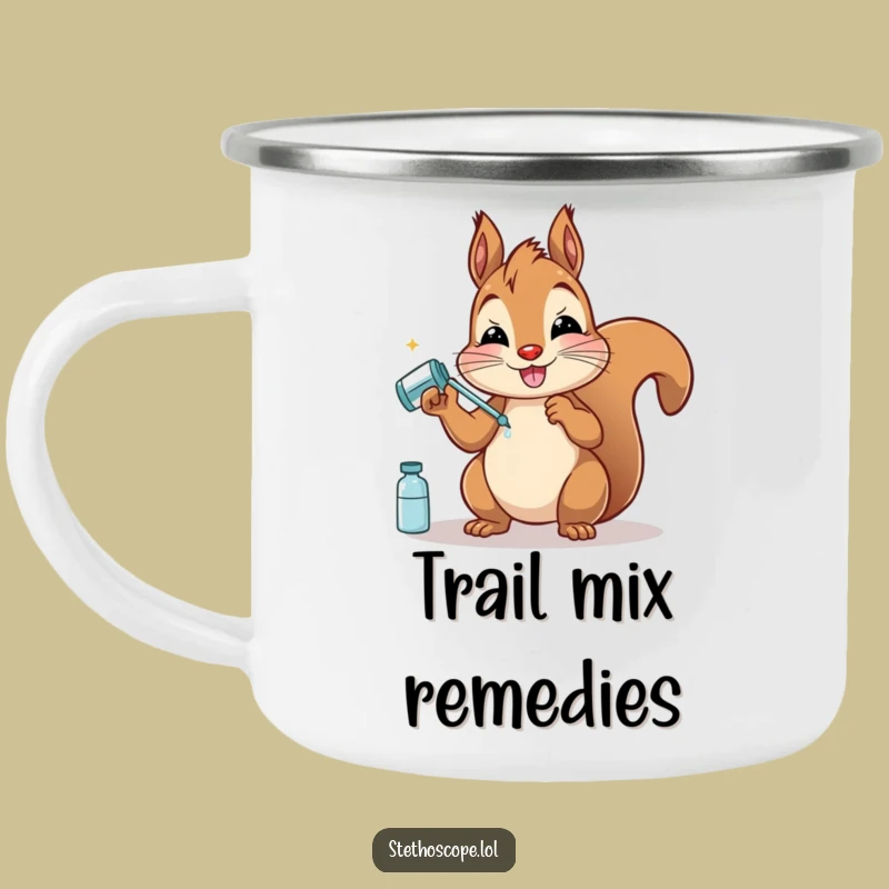 Funny Squirrel Doctor Camping Mug: Adventure Fuel with Humor