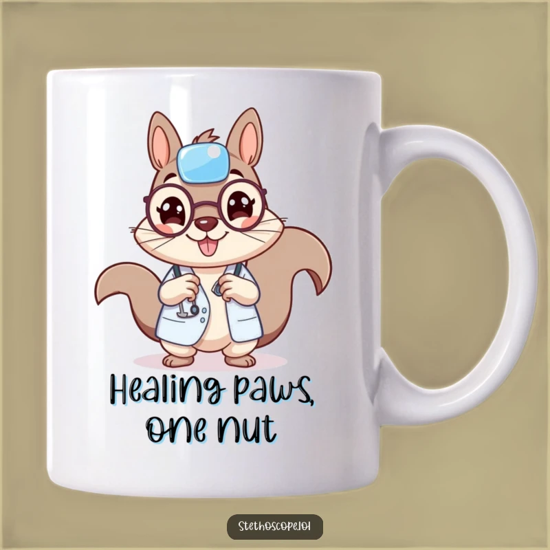 Funny Squirrel Doctor Mug: Adorable Cheerful Medic Makes a Perfect Funny Gift