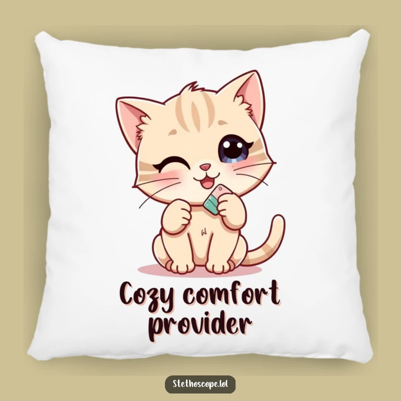 Funny Kitten Doctor Pillow: Cute and Cuddly Cat Accent
