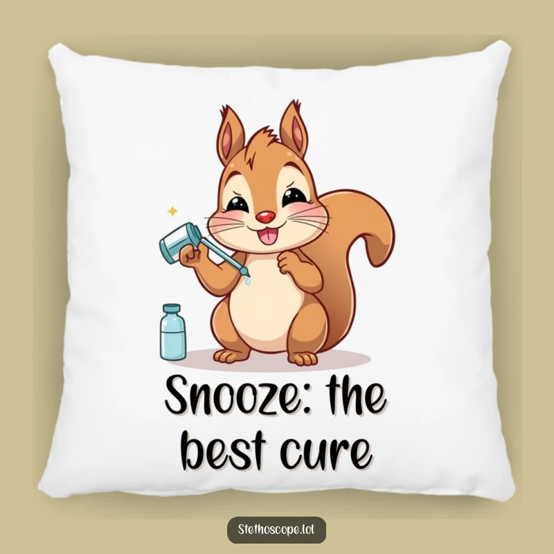 Funny Squirrel Doctor Pillow: Cute and Comfy Woodland Accent