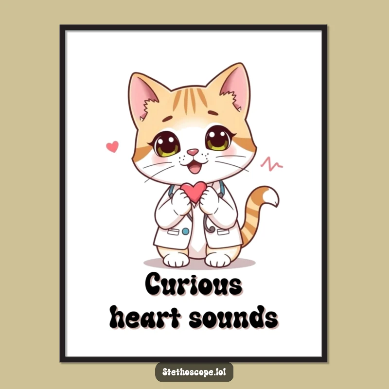 Funny Cat Doctor Digital Art: Curious Feline Downloadable Print, an Instant Funny Gift