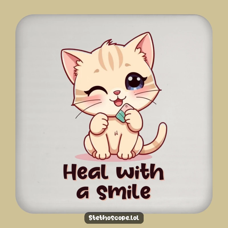 Funny Kitten Doctor Coasters: Protect Surfaces with Feline Charm