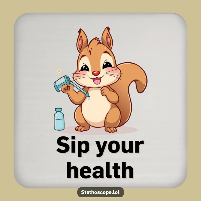Funny Squirrel Doctor Coasters: Protect Surfaces with Woodland Charm