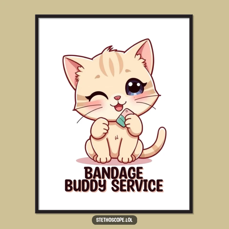 Funny Kitten Doctor Poster: Adorable Cat Art for Walls