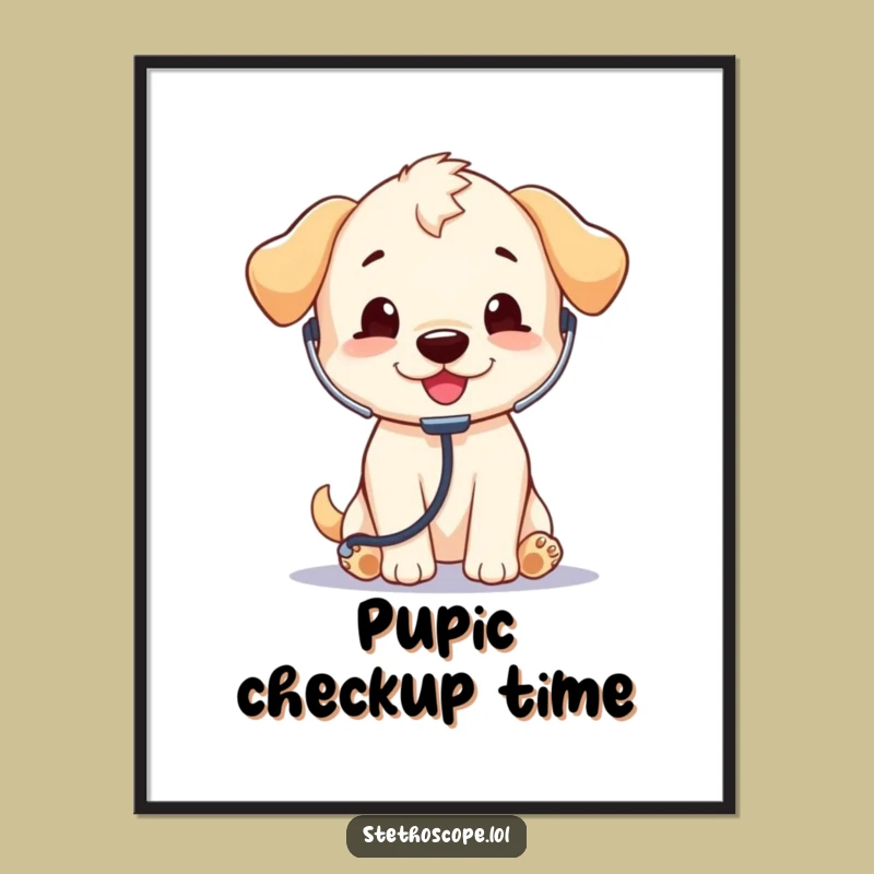 Funny Puppy Doctor Poster: Adorable Canine Art Print