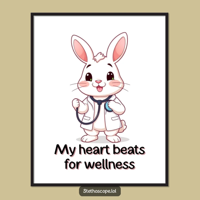 Free Printable Rabbit Doctor Wall Art: Funny Stethoscope Decor