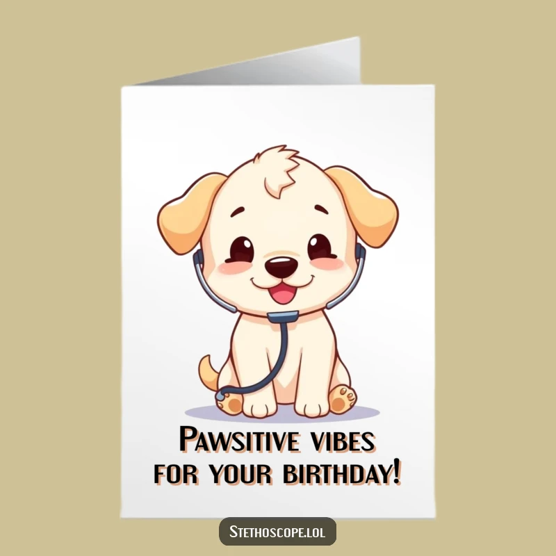 Free Printable Birthday Card: Funny Puppy Doctor, Adorable Listening Greeting