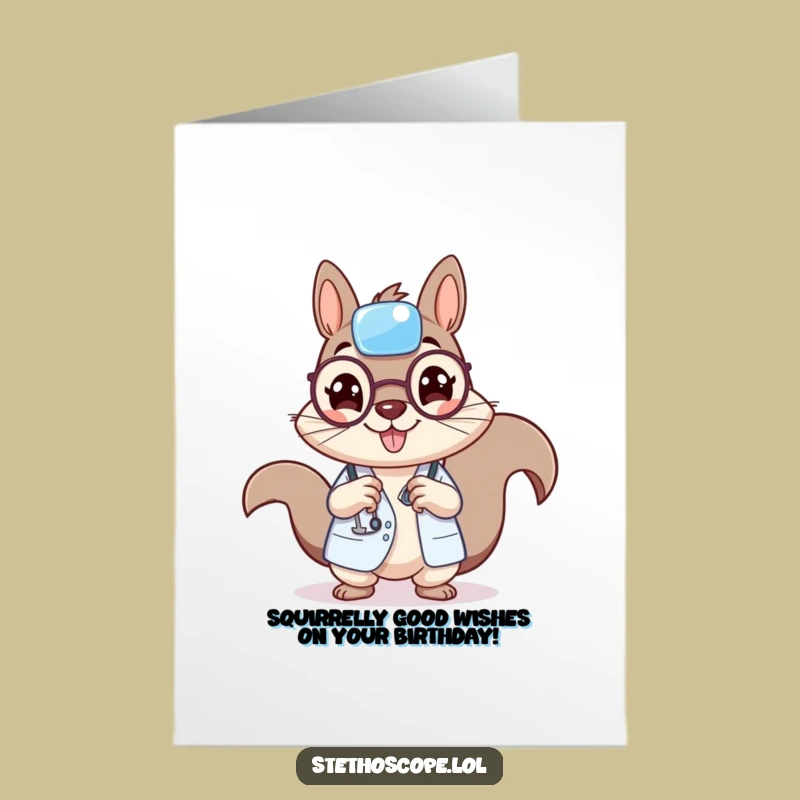 Free Printable Funny Squirrel Doctor Birthday Card - Downloadable DIY Gift for Laughs
