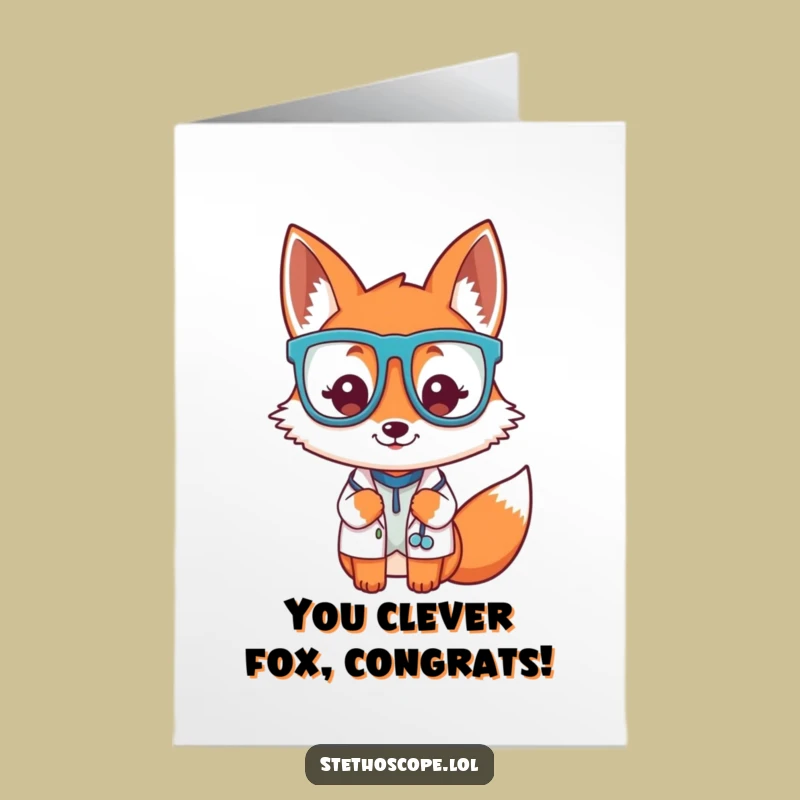 Free Printable Fox Doctor Congratulations Card: Funny Glasses Gift