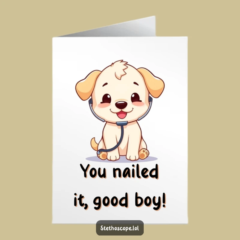 Free Printable Congrats Card: Funny Puppy Doctor, Joyful Celebration Greeting