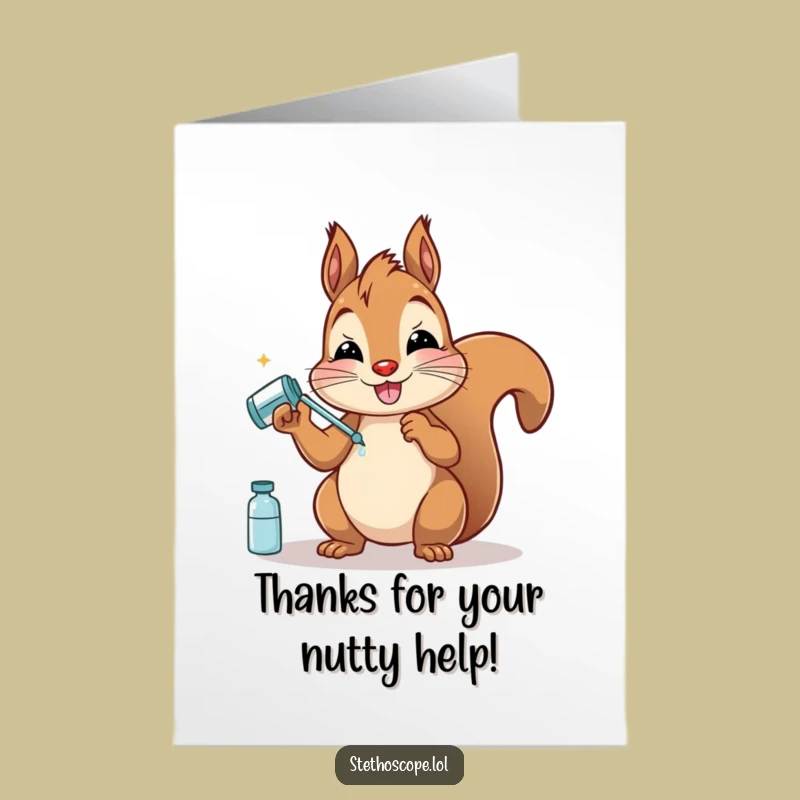 Free Printable Thank You Card: Funny Squirrel Doctor, Kind Medicine Greeting