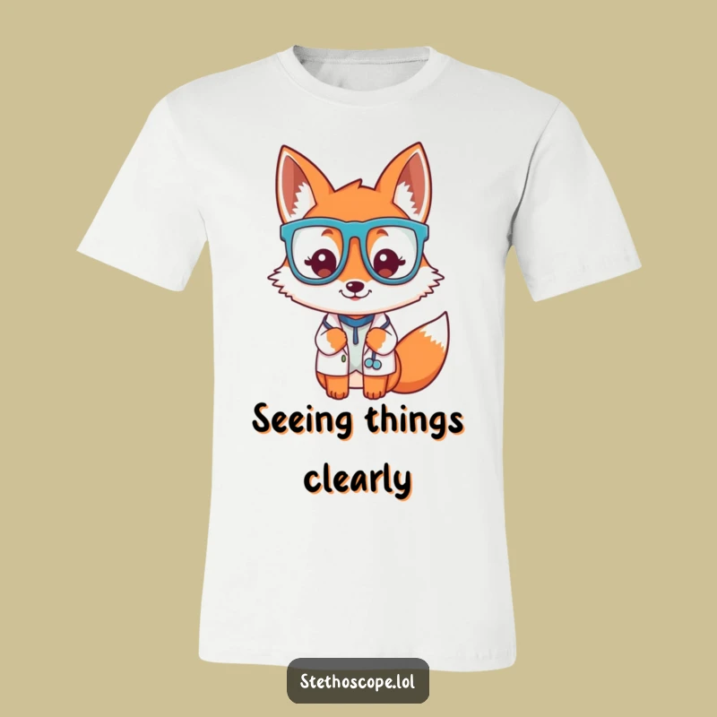 Funny Fox Doctor Glasses T-Shirt - Playful Medical Humor Tee