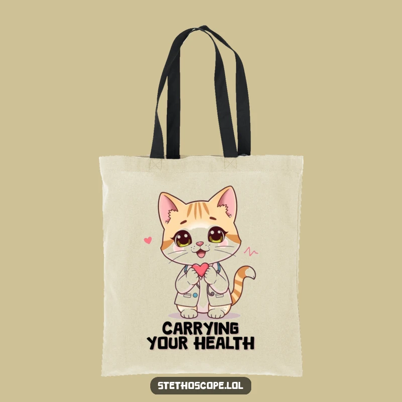 Funny Cat Doctor Tote Bag: Curious Feline Carrier, the Ultimate Funny Gift for Shoppers