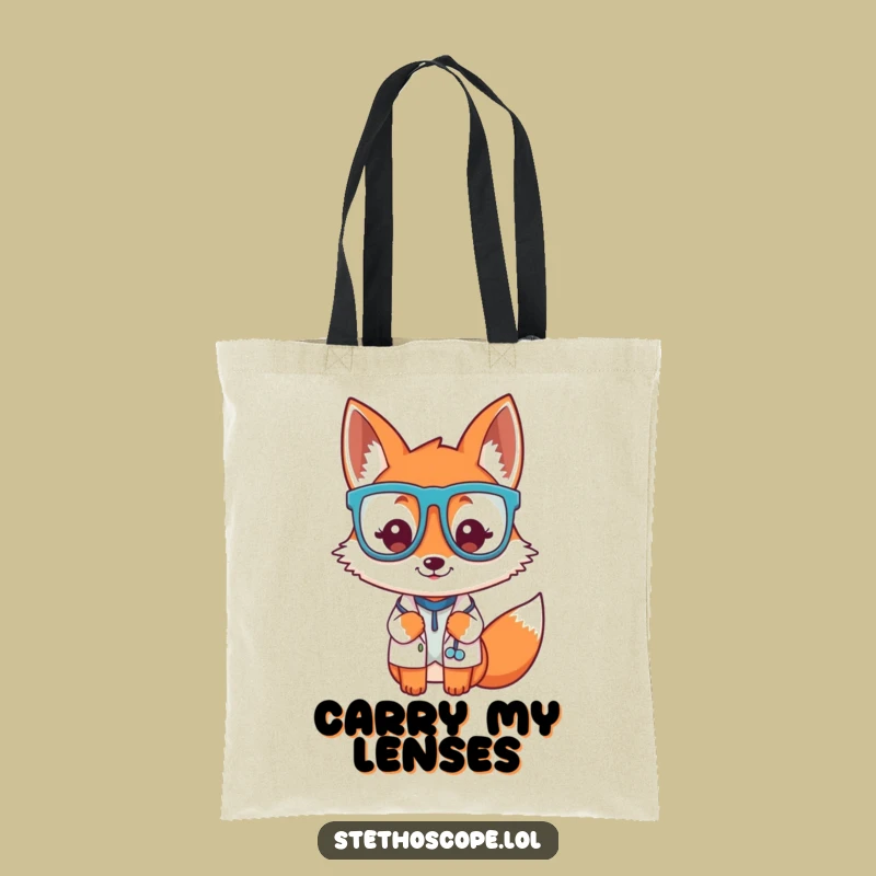 Funny Fox Doctor Glasses Tote Bag - Stylish Humorous Gift