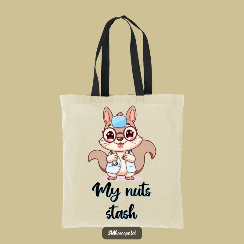 Funny Squirrel Doctor Tote Bag: Cheerful Woodland Companion, Ideal Funny Gift for Shoppers